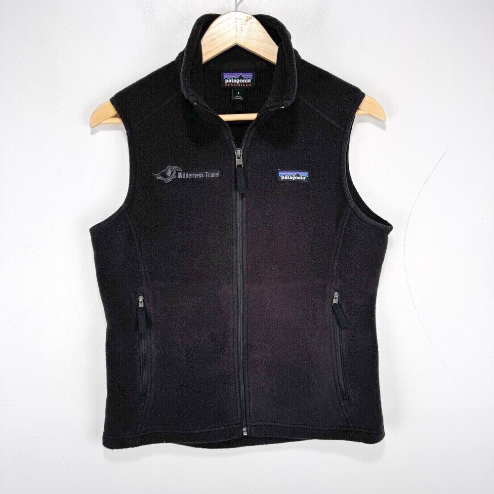 Patagonia Classic Synchilla Fleece Vest Women Small Black Wilderness Logo - Picture 8 of 10